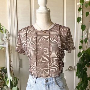 SOLD ON DEPOO H&M - Sheer Mesh Graphic Crop Top